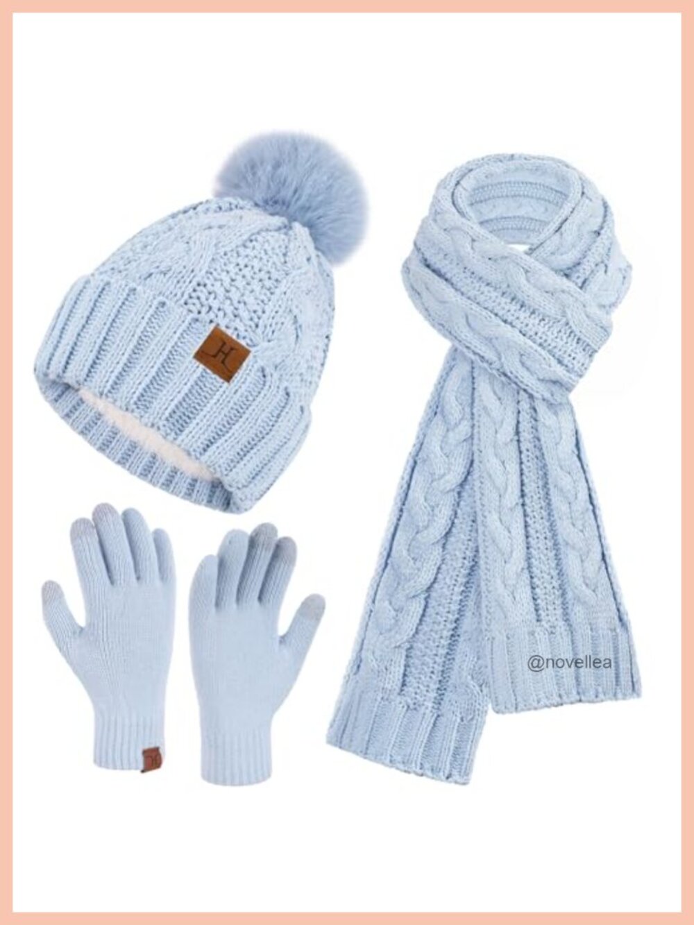 Chenille Beanie Scarf Gloves Set Fleece Lined Touch Screen Winter